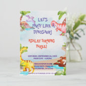 Invitation Aquarelle Wild Jungle Dinosaur Anniversaire (Debout devant)