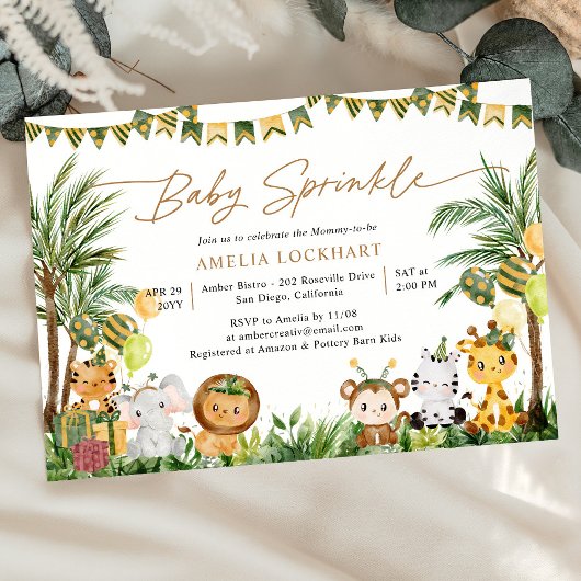Invitation Aquarelle Wild Jungle Safari Bébé Sprinkel
