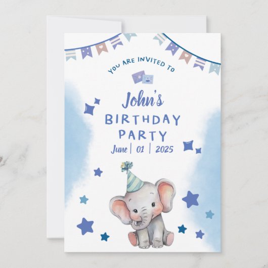 Invitation Aquarelle Wild One 1er anniversaire (Devant)