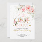 Invitation Aquarelle Wild Un Fleur sauvage 1er anniversaire (Devant)