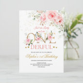Invitation Aquarelle Wild Un Fleur sauvage 1er anniversaire (Debout devant)