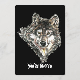 Invitation Aquarelle Wild Wolf Head Design