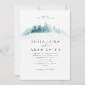 Invitation Aquarelle WInter Mariage de pin à neige (Devant)
