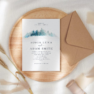 Invitation Aquarelle WInter Mariage de pin à neige