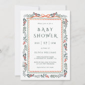 Invitation Aquarelle Winterberry Frame Baby shower (Devant)