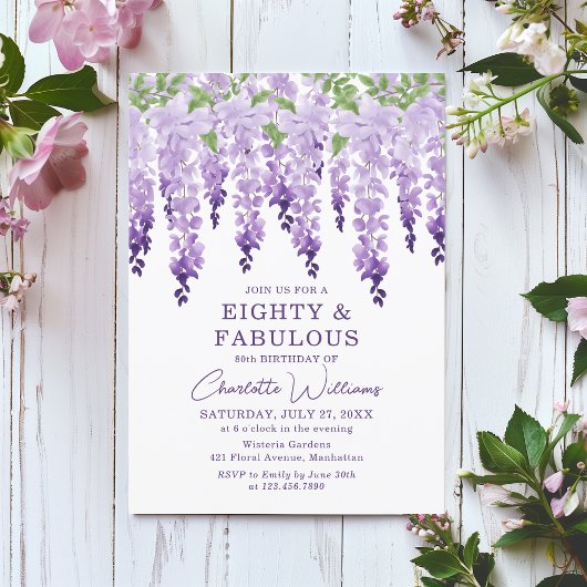 Invitation Aquarelle Wisteria 8 et fabuleux Floral Chic