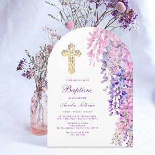 Invitation Aquarelle Wisteria Arch Baptême