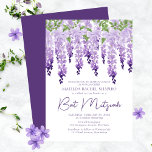 Invitation Aquarelle Wisteria | BAT MITZVAH<br><div class="desc">Aquarelle Wisteria | Invitation Bat mitzvah Ce design présente d'élégantes fleurs de glycine aquarelle en lavande douce et violet avec feuilles verts sur un arrière - plan blanc avec votre Bat mitzvah Informations d'invitation ci-dessous. Personnalisez en modifiant le texte dans les zones de texte. Conçu pour vous par Evco Studio...</div>