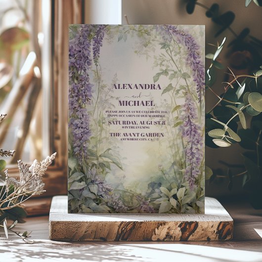 Invitation Aquarelle Wisteria Floral Élégant Mariage moderne