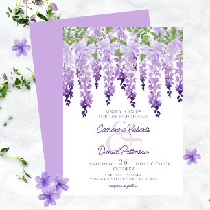 Invitation Aquarelle Wisteria Floral Elegant Scipt Mariage
