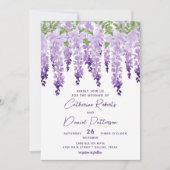 Invitation Aquarelle Wisteria Floral Élégant Script moderne (Devant)