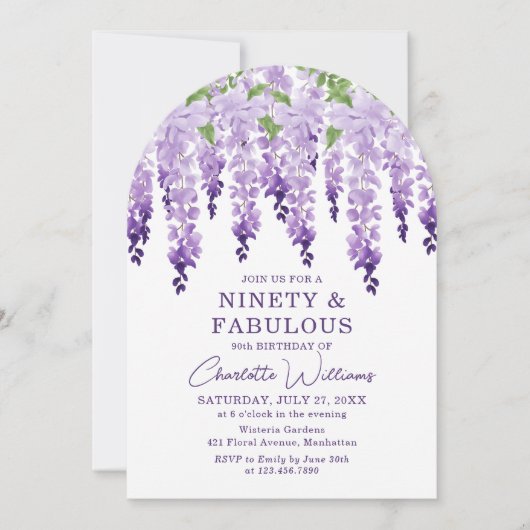 Invitation Aquarelle Wisteria Ninety & Fabal Floral Chic (Devant)