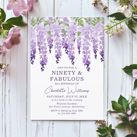 Invitation Aquarelle Wisteria Ninety & Fabal Floral Chic