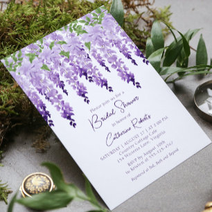 Invitation Aquarelle Wisteria Purple Fête des mariées Florale
