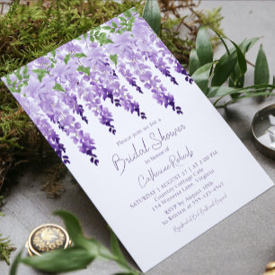 Invitation Aquarelle Wisteria Purple Fête des mariées Florale