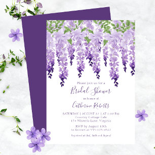Invitation Aquarelle Wisteria Purple Fête des mariées Florale