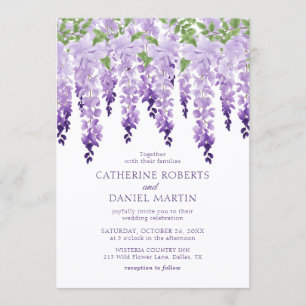 Invitation Aquarelle Wisteria Purple Lilac Mariage Floral