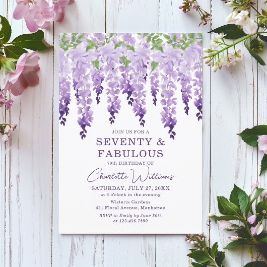 Invitation Aquarelle Wisteria Soixante-dix et fabuleux Floral