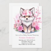 Invitation Aquarelle Wolf Cub Oasis Baby shower (Devant / Derrière)