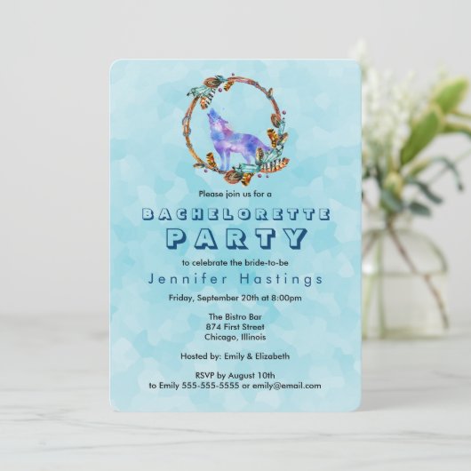Invitation Aquarelle Wolf - Wild Boho Style Bachelorette (Debout devant)