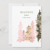 Invitation Aquarelle Woodland Green Bride douche (Devant)