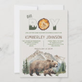 Invitation Aquarelle Woodland Oh Boy Bear Baby shower (Devant)