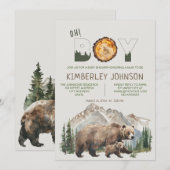 Invitation Aquarelle Woodland Oh Boy Bear Baby shower (Devant / Derrière)