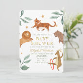 Invitation Aquarelle Woodland Safari Animaux mignons code qr (Debout devant)