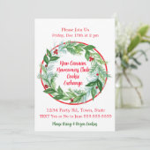 Invitation Aquarelle Xmas Vacances Wreath Cookie Swap (Debout devant)