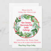 Invitation Aquarelle Xmas Vacances Wreath Cookie Swap (Devant / Derrière)