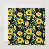 Invitation Aquarelle Yellow Sunflowers Carré noir Mariage (Dos)