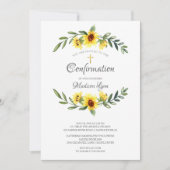 Invitation Aquarelle Yellow Sunflowers Confirmation (Devant)