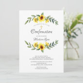 Invitation Aquarelle Yellow Sunflowers Confirmation (Debout devant)