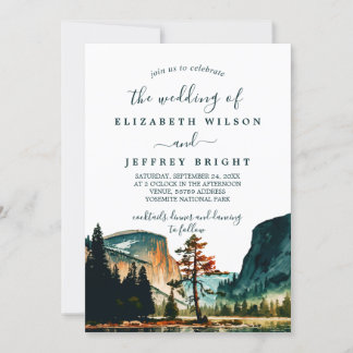 Invitation Aquarelle Yosemite Parc National Mariage Ca US