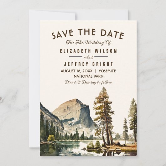 Invitation Aquarelle Yosemite Parc National Mariage Ca US I (Devant)