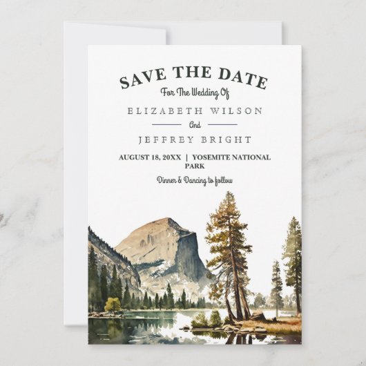 Invitation Aquarelle Yosemite Parc National Mariage Ca US I (Devant)