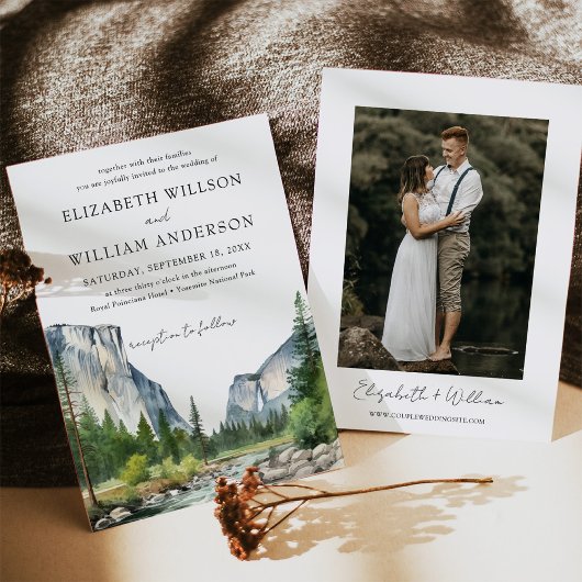 Invitation Aquarelle Yosemite Parc national Mariage Photo