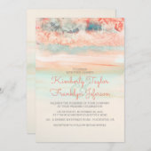 Invitation Aquarelles Beach Wedding Rose Blue (Devant / Derrière)