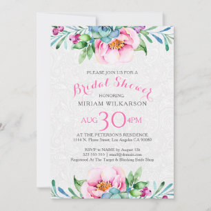 Invitation Aquarelles Bouquet floral coloré