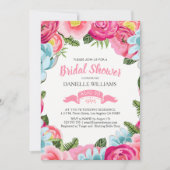 Invitation Aquarelles colorées Fleurs Cadre (Devant)