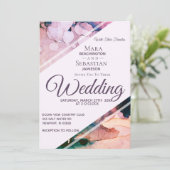 Invitation *~* Aquarelles Elégant AR17 Plage Mariage tendance (Debout devant)