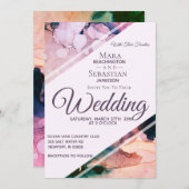 Invitation *~* Aquarelles Elégant AR17 Plage Mariage tendance (Devant / Derrière)