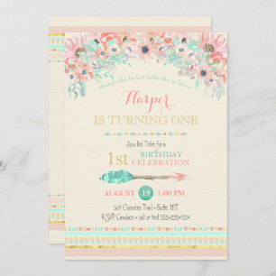 Invitation Aquarelles florales de la Flèche de pinte de la tr