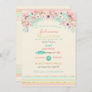 Invitation Aquarelles florales de la Flèche de pinte de la tr