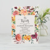 Invitation Aquarelles florales neutres de genre de chute de (Debout devant)