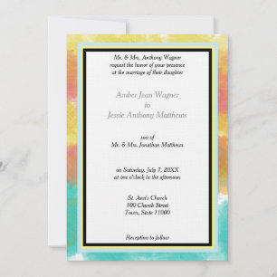 Invitation Aquarelles géométriques modernes Mariage encadré