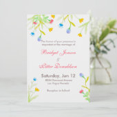 Invitation Aquarelles romantiques Fleurs colorées Mariage (Debout devant)