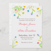 Invitation Aquarelles romantiques Fleurs colorées Mariage (Devant / Derrière)