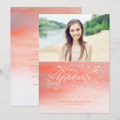 Invitation Aquarelles rose doux Diplôme photo (Devant / Derrière)