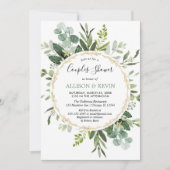 Invitation Aquarelles vertes couples douche nuptiale moderne (Devant)